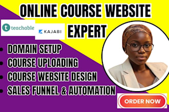 online course websites, thinkific, podia, teachable sales page, kajabi websites