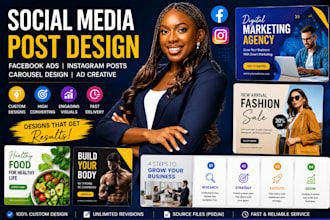 do social media post design, facebook ads design, instagram post carousel design