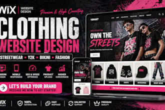 design wix website for clothing streetwear y2k bikini clothing website design
