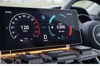 automotive digital instrument cluster using stm32 with can bus and tft displa