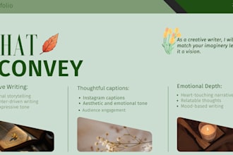 write creative story and engaging captions for you