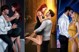 do fantasy romance character romance book cover art couple book illustration