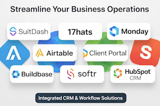 suitdash 17hats monday airtable client portal buildbase softr hubspot crm