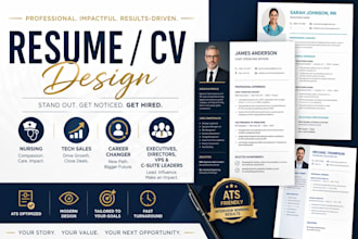 design an ats friendly nursing resume, healthcare CV, executive resume