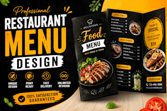 design modern restaurant menu, food flyer and canva post