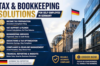 handle german self employed tax, income tax, bookkeeping and vat support