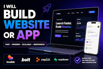 build a website or app with lovable, bolt, replit, supabase