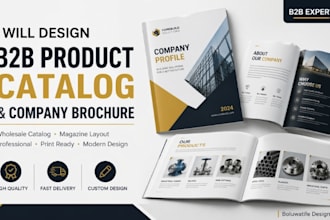 design a b2b product catalog, wholesale catalog, company brochure and magazine