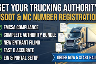 provide complete fmcsa trucking authority usdot and mc number registration