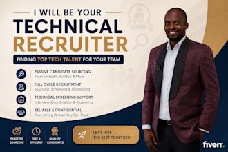 be your technical recruiter to source screen and hire developers