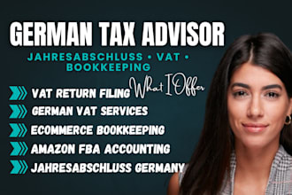 prepare german amazon jahresabschluss, vat return, tax return bookkeeping