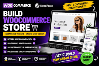 build woocommerce store ecommerce website, online shop design on wordpress
