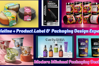 do packaging box design dieline design, diecut design and products label design