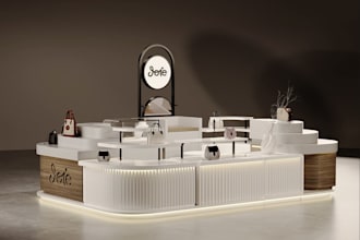 design photorealistic 3d exhibition stall and booth render