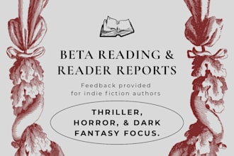 beta read your thriller, horror or fantasy novel with detailed notes