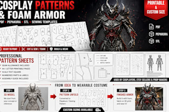 do cosplay sewing patterns cloth foam armor templates helmet prop pepakura file