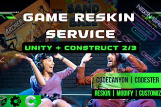 reskin and publish your unity, construct 2 or construct 3 games