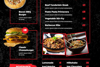 design  creative food menu for your restaurant