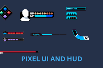 create pixel UI, hud UI, pixel art UI elements mana health bar