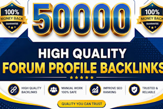 create 50,000 social network and forum profile backlinks for SEO ranking