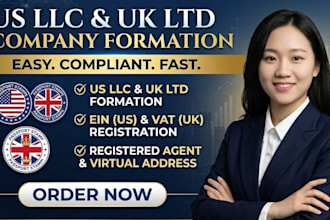 register US llc or UK ltd company formation with ein and vat