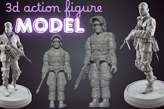 create 3d action figure, character, figurine, toy model, statue for  3d printing