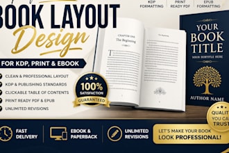 do book formatting, book layout, book design, ebook design and layout design