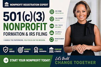 do nonprofit registration, file 501c3 paperwork, 1023ez, reinstate 501c3, bylaws