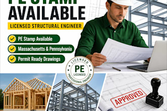 licensed structural engineer, pe stamp in massachusetts and pennsylvania permit