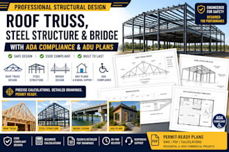 design roof truss steel structure and adu structural plans