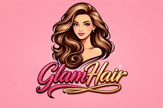 make modern girls hair style mascot logo design with 1 day delivery