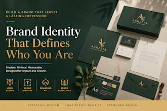 design modern minimalist logo and brand identity with full branding kit