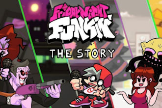 do custom characters for fnf mod, sprite sheet animation, music, fnf background