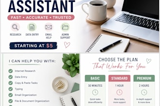 be your reliable virtual assistant for 1 hour
