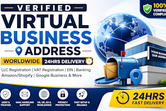 provide verified virtual business address or physical office address worldwide