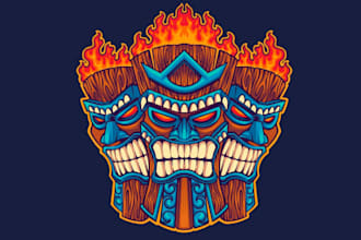 make  tiki tnt potomac distilling company mascot logo design