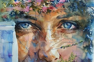 draw custom sketch or illustration with watercolor