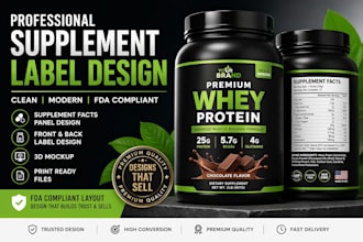 design supplement label, vitamin label, nutrition facts, fda compliant
