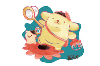 draw crayon and oil pastel characters for stickers, decor