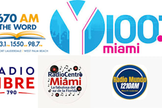 airplay and broadcast your song on miami beach radio