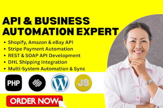 integrate shopify amazon ebay stripe dhl rest soap API payment automation