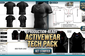 create activewear tech pack for fitness brands and production