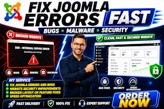 fix joomla bugs errors remove malware resolve website issues professionally