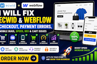 fix ecwid and webflow checkout payment errors mobile bugs speed and SEO issues
