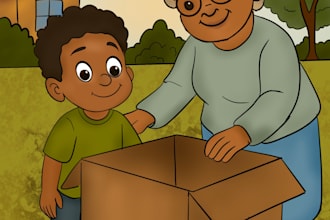 illustrate professional afro kids book illustration