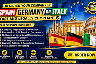 register your company in spain, germany or italy fast and legally compliant