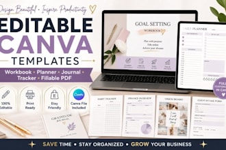 design canva workbook, booklet, planner, journal editable fillable PDF