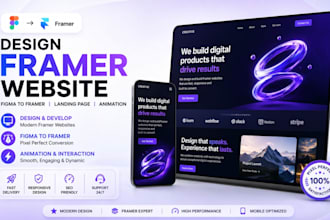 design framer website, figma to framer, framer landing page with animation
