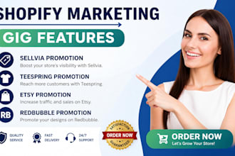 promote your store link for etsy, redbubble, teespring and sellvia marketing