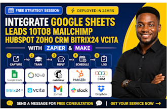 integrate google sheets leads 10to8 mailchimp hubspot zoho crm bitrix24 vcita